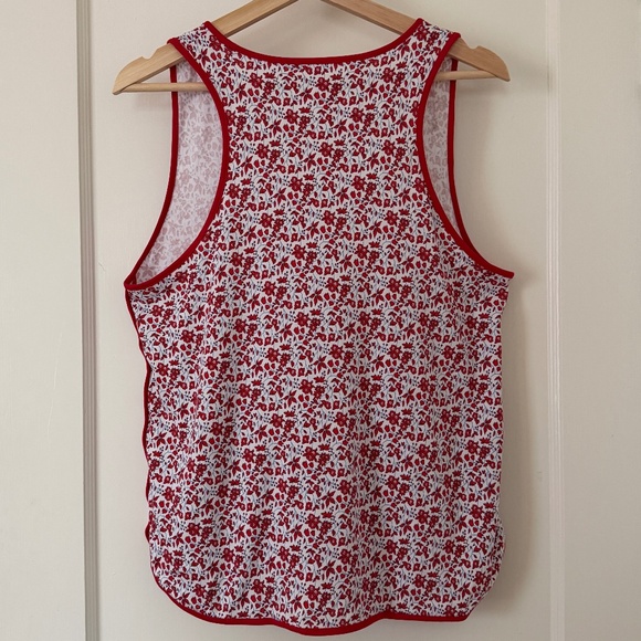 Lake Pajamas Racerback Tank Top and Shorts Set Size Med in Red Floral Print - Picture 2 of 7